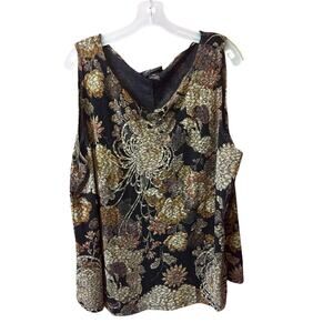 Lane Bryant Vintage Whimsy Goth Floral Tank Top Plus Size 18W Black Boho Top